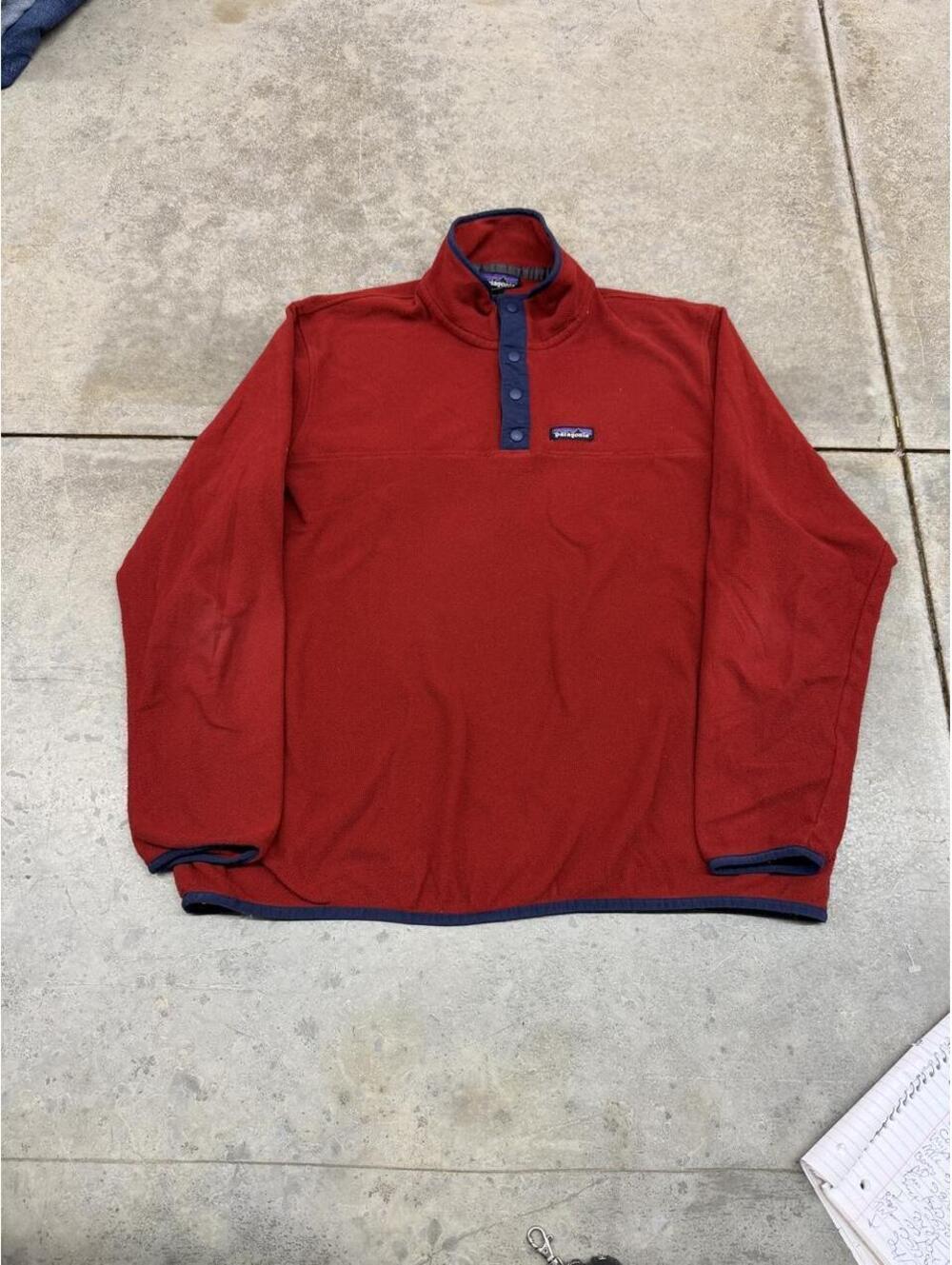 vintage patagonia red and navy synchilla fleece jacket size xl WOMENS